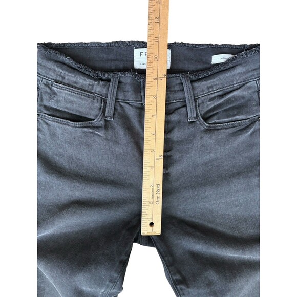 Frame Le High Skinny Jeans Women's Size 25 Black Stretch Raw Edge Waist and Hem - Picture 6 of 13